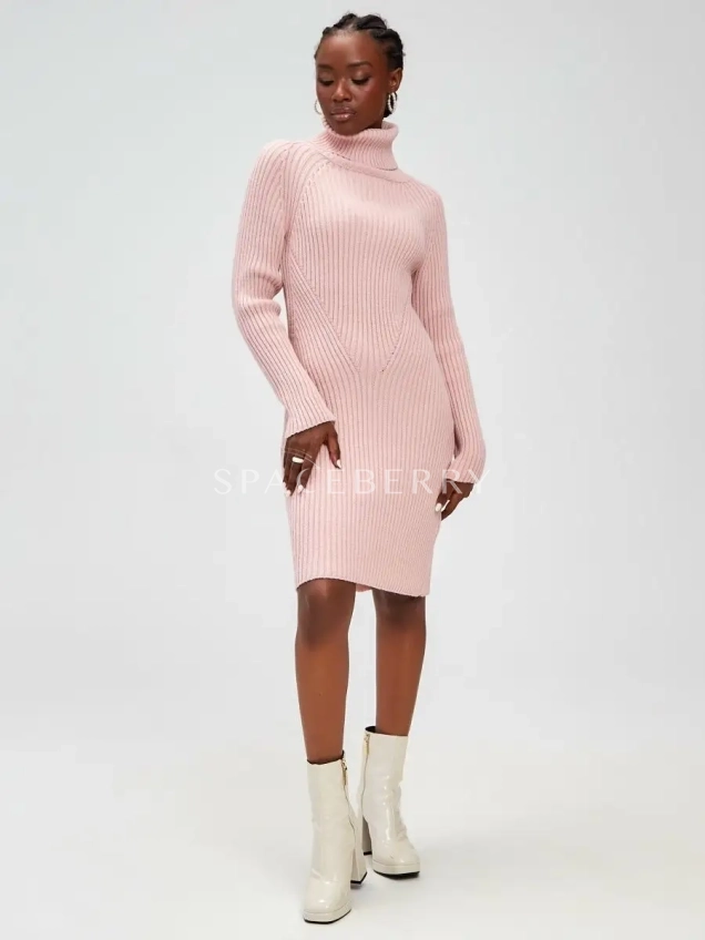 Женское теплое вечернее вязаное платье